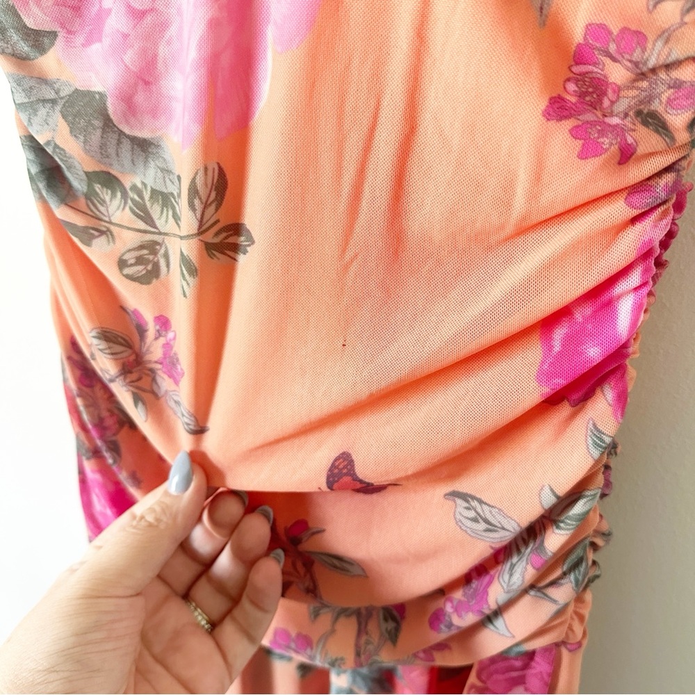 Maeve by Anthropologie Simone Floral Midi Dress Orange Pink XS NWT - Picture 10 of 12